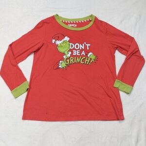 GRINCH DON'T BE A GRINCH WOMENS RED CHRISTMAS HOLIDAY LONG SLEEVE T-SHIRT SIZE M